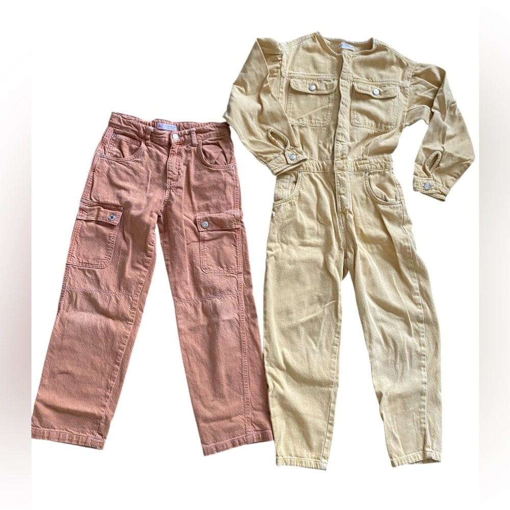 Zara Girl Lot of 2 Denim Covealls & Cargo Pants 11/12